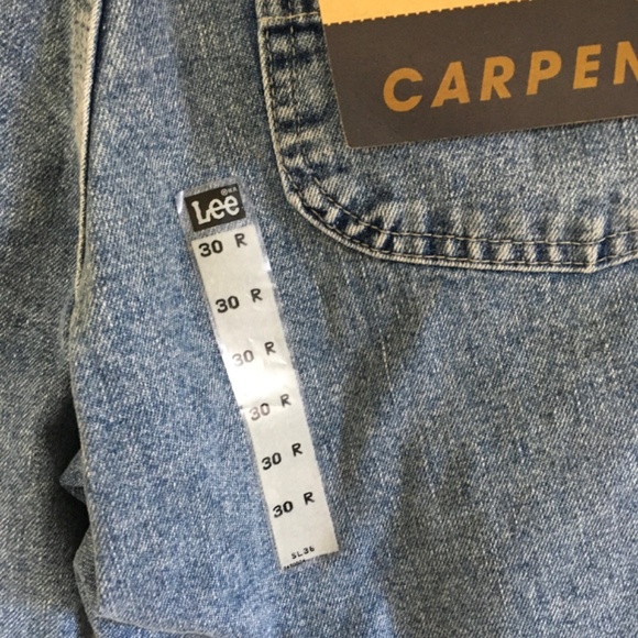 VTG Lee Dungarees Carpenter Shorts Sz 30 Retro Stone Blue Denim Made In USA NWT - Picture 9 of 16